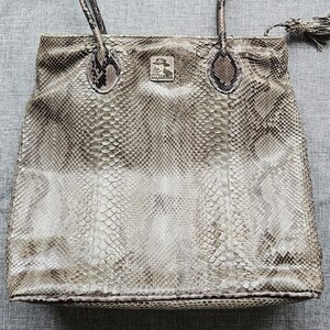 vintage Sac fourre-tout en peau de python véritable - Porte-monnaie exotique en cuir de peau de serpent