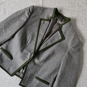 Jaqueta vintage de lã Lodenfrey feminina | Blazer Loden Trachten Cinza Verde | Blazer Oktoberfest da Baviera