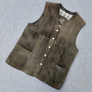 Vintage H. Moser mockaväst unisex | österrikisk alpin Trachtenväst | Taupe olivbrun väst