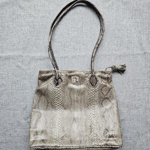 Vintage Genuine Python Skin Tote Bag - Exotic Snakeskin Leather Shoulder Purse