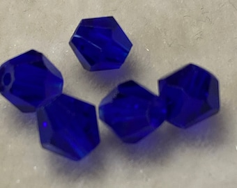 6mm Bicones Crystals – Dark Blue – 20 Pieces