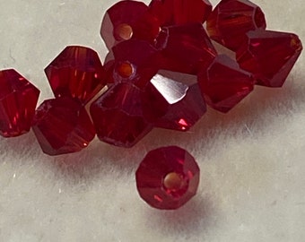 4mm Bicone Crystals – Garnet Red – 50 Pieces