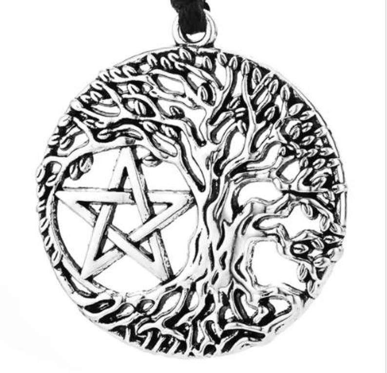 Tree of Life Pendant Pentacle Pentagram Wicca Pagan Necklace
