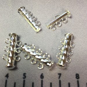 Fluted Clasp - 3-strand - 22mm - Silver Plate - 4pc/Bg - CLSP401SP
