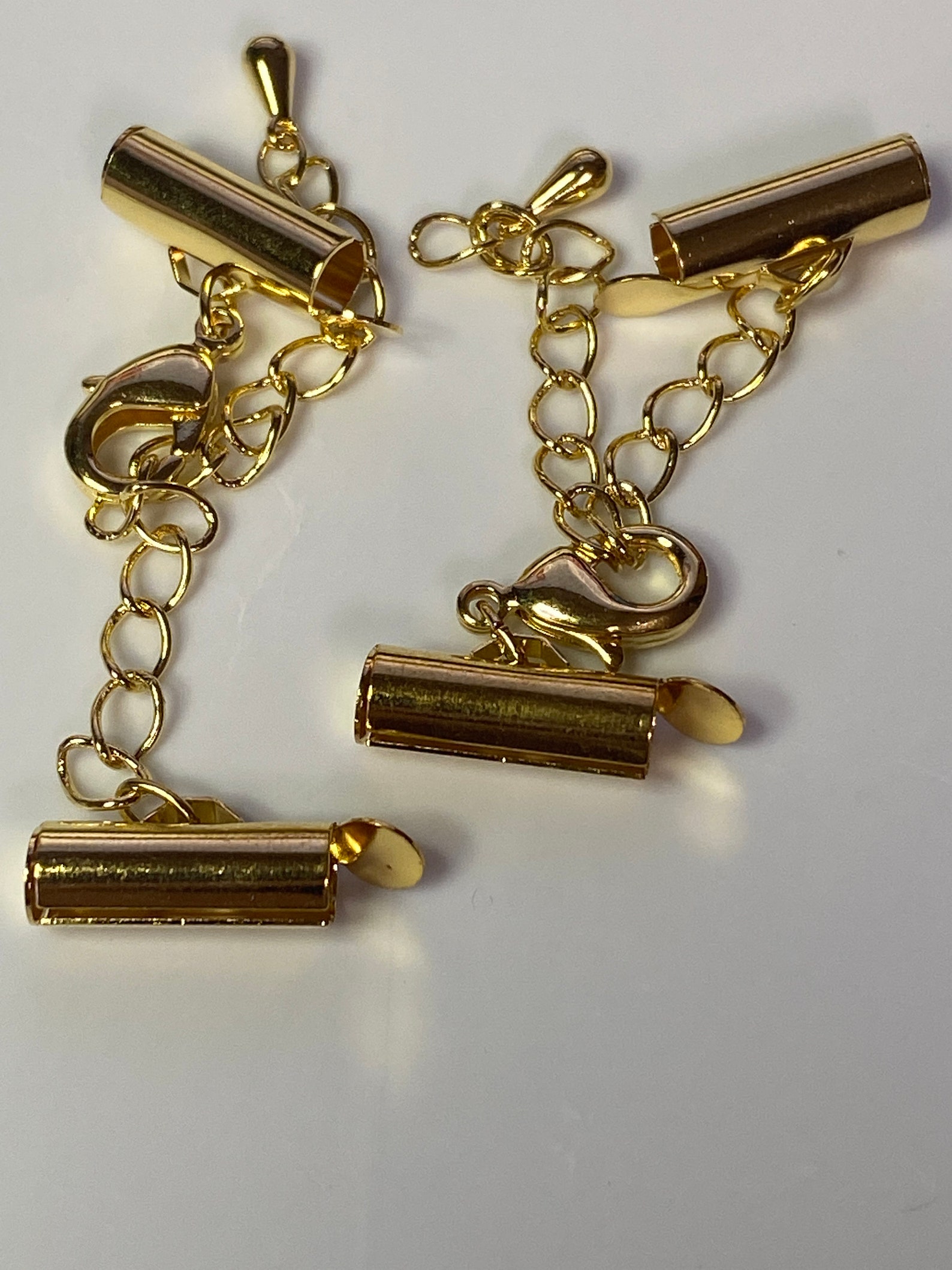 Slide on Tube Clasp With Chain 13x5mm Gold Pack of 2 Etsy