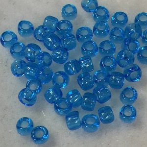 Toho 8/0 Round Seed Beads - Transparent Dark Aquamarine - Approximately 24GM - FF--TR-08-3B