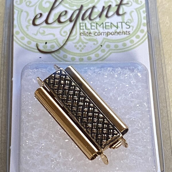 Elegant Elements - BeadSlide Cross Hatch Clasp - 10mm*24mm Antique Gold