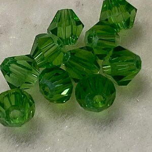 4mm Bicone Crystals – Green – 50 Pieces