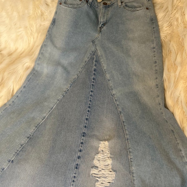 Remade vintage denim skirt