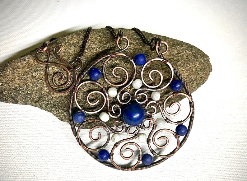 Copper Wire Wrapped Pendant Etsy