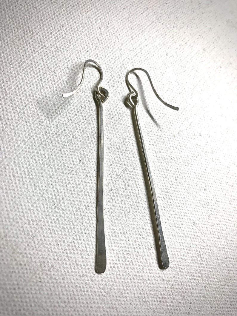 Minimalist Sterling Silver Bar Earrings Etsy