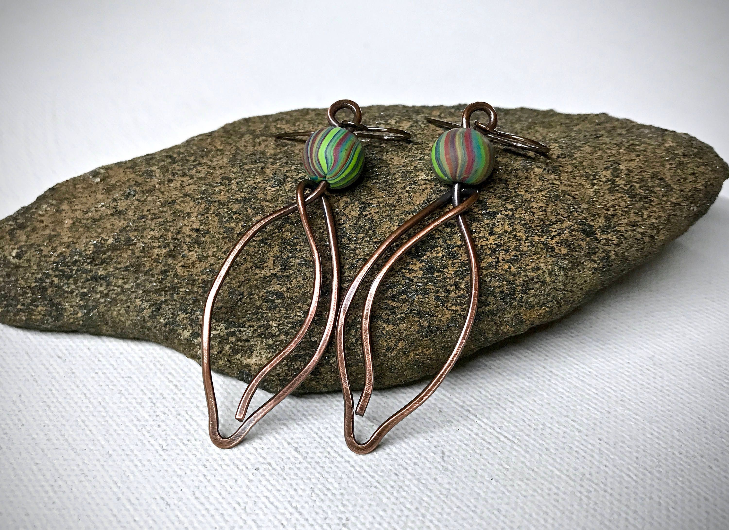 Copper Leaf Earrings Etsy