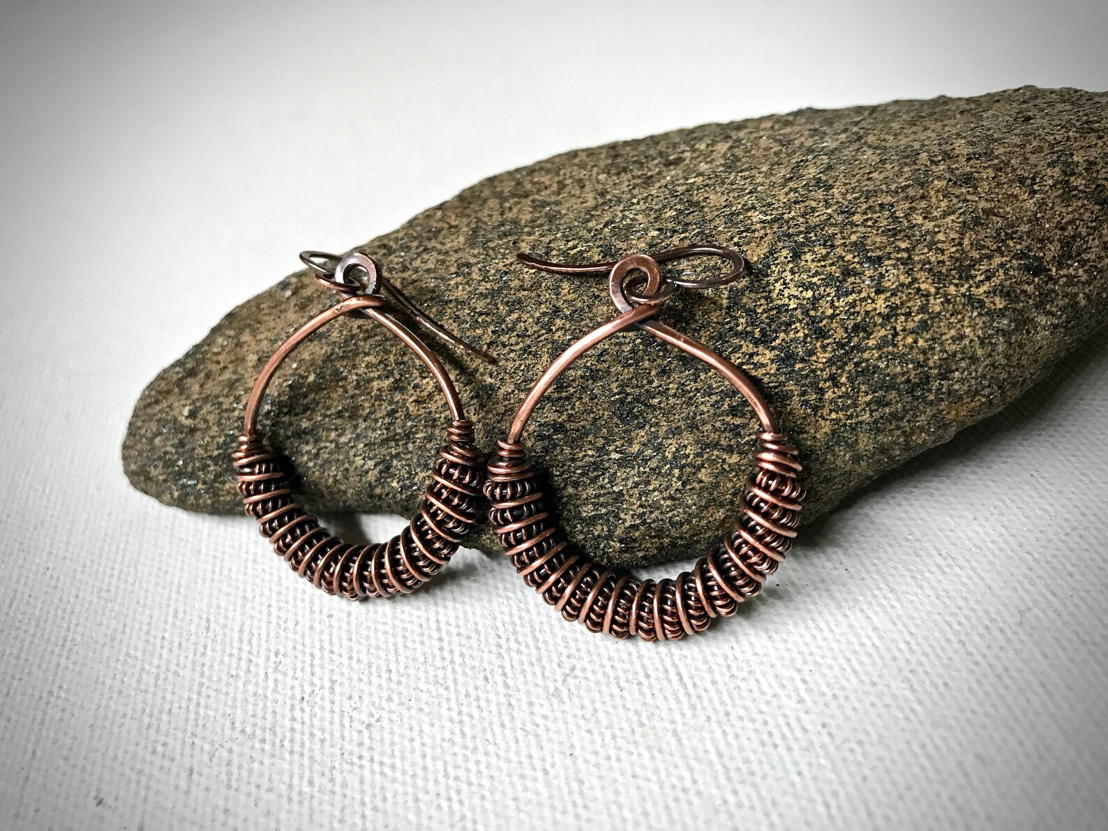 Copper Wire Wrapped Earrings Etsy