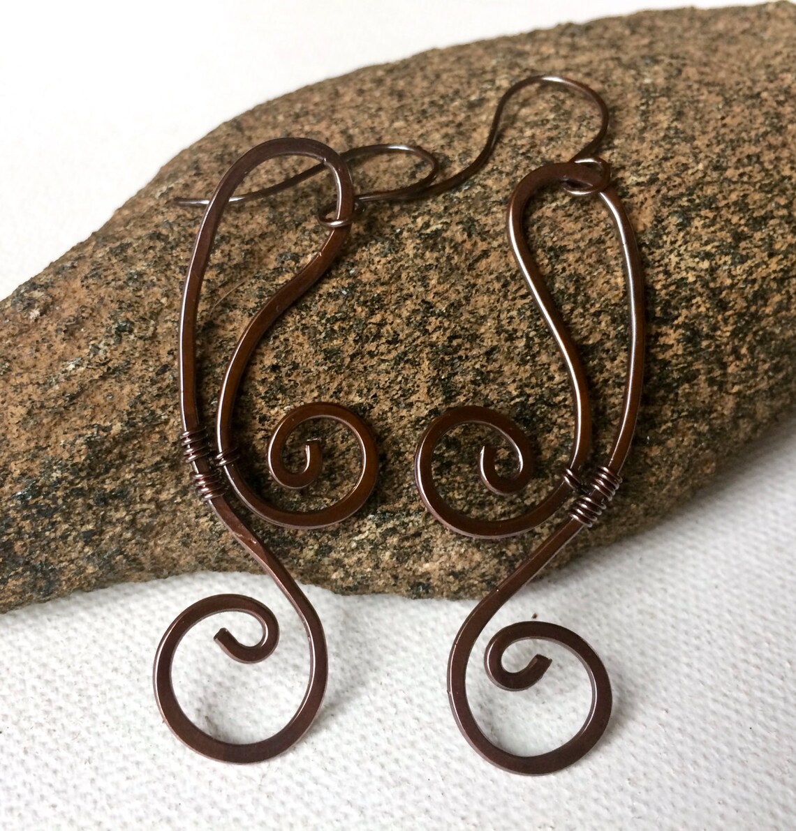 Antiqued Copper Wire Earrings Etsy