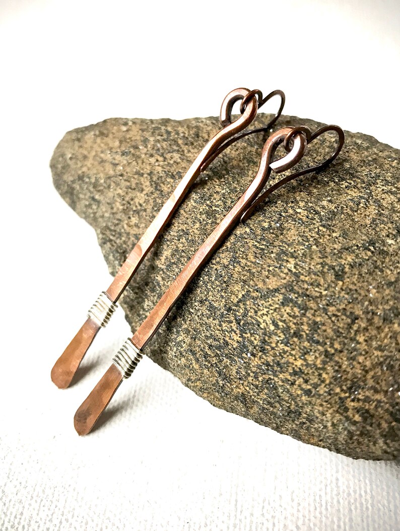 Minimalist Hammered Copper Earrings Etsy
