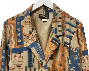 Vintage Toni Garment for CC Magic Jacket Size Small 1980s Boho Print Retro Blazer Rayon Blend