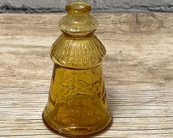 Miniature Bottle Cape May Lighthouse Vintage Wheaton NJ Glass Amber 3" Mini Collectible