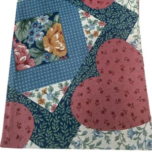 Round Tablecloth 72" Patchwork Quilt Print Blue Pink Cotton Blend Cottagecore by Country Landing Fingerhut