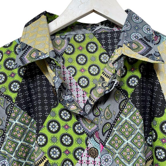 Patchwork Tunic Duster One Size Button Front Arts… - image 3