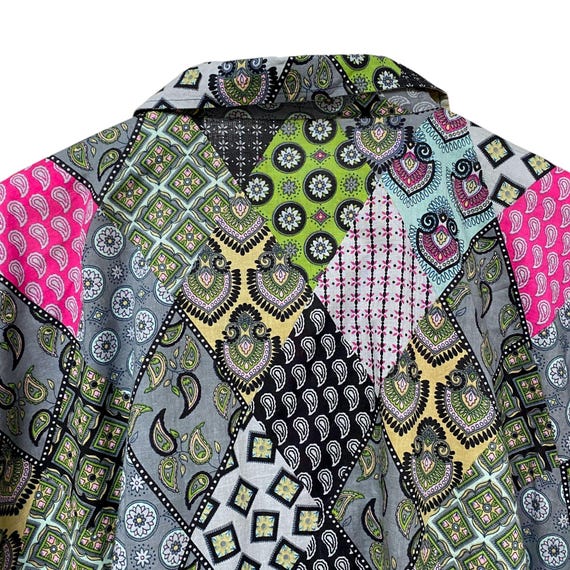 Patchwork Tunic Duster One Size Button Front Arts… - image 4