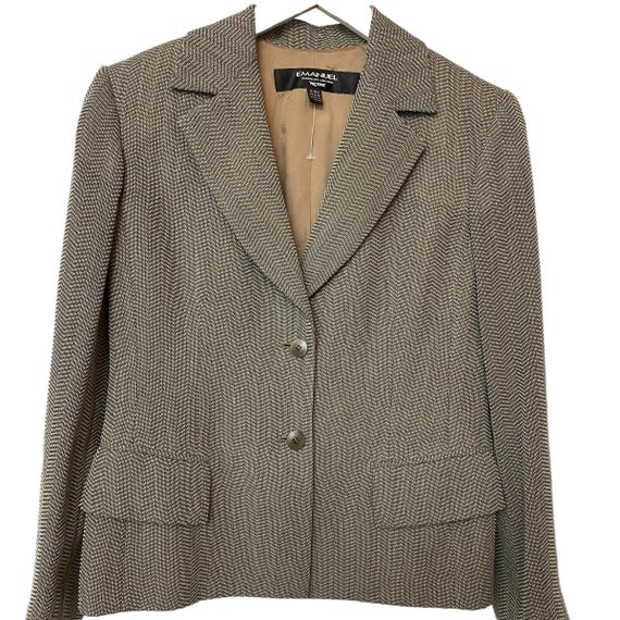 Vintage Blazer Womens Jacket Size 6 Brown Wool Em… - image 1