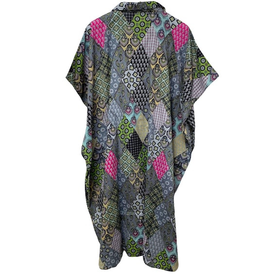 Patchwork Tunic Duster One Size Button Front Arts… - image 5