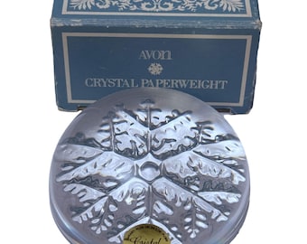 Crystal Snowflake Paperweight by Avon Clear Made in France Christmas Collectible