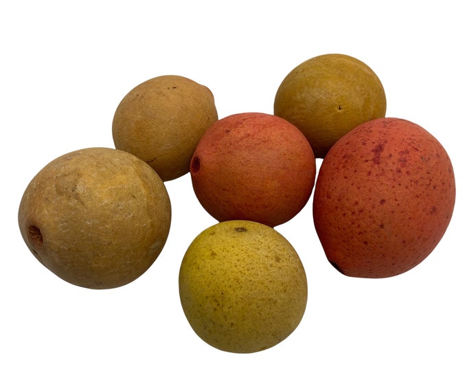 FAUX FRUITS SET 6 Pieces Realistic Fruit Hard Textured Fruit Red Orange Yellow Farmhouse Rustic