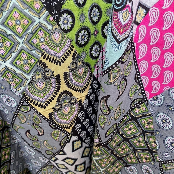 Patchwork Tunic Duster One Size Button Front Arts… - image 8
