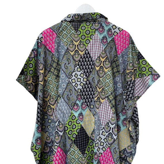 Patchwork Tunic Duster One Size Button Front Arts… - image 6