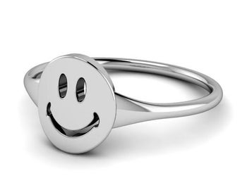 Smiley Face Emoji Ring 7mm Sterling Silver | Happy face ring | stacking ring | positive jewelry | Smiley Face | Smile Ring | Minimalist Ring