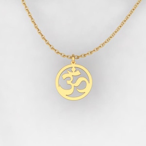 Om Symbol Charm Necklace - Minimalist Spiritual Jewelry, Sterling Silver, Gold, Rose Gold, Yoga Gift for Her, Meditation Necklace