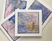 Set of 4 Hello mini cards. Mini note card set. Blank note cards
