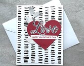Handmade Valentine Love Card – Happy Valentine’s Day – Modern Heart Greeting Card