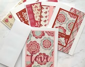 Set of 6 handmade assorted Valentine’s Day A2 cards with envelopes