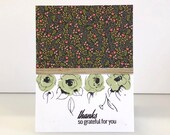 Handmade Thank you card. Green rose thank you card. Floral Thank You card. Stamped card. Painted rose card