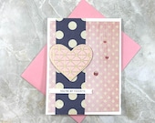 Handmade Valentine’s Day Card - You’re My Favorite with Gold Embossed Heart and Jewel Accents