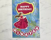 Disney Princess card Elena of Avalor inspired Birthday card. Kids name card. Custom name card for kids. Disney princess birthday .