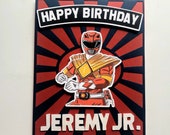 Personalized Power Ranger Card For Kids  Birthday/ handmade 3 D Birthday card