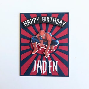 Cartão de aniversário personalizado do Homem-Aranha para crianças. Cartão de aniversário inspirado no Homem-Aranha