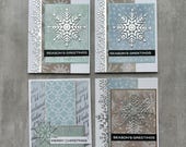 Handmade Snowflake Christmas Cards – Elegant Winter Greetings, Set of 4