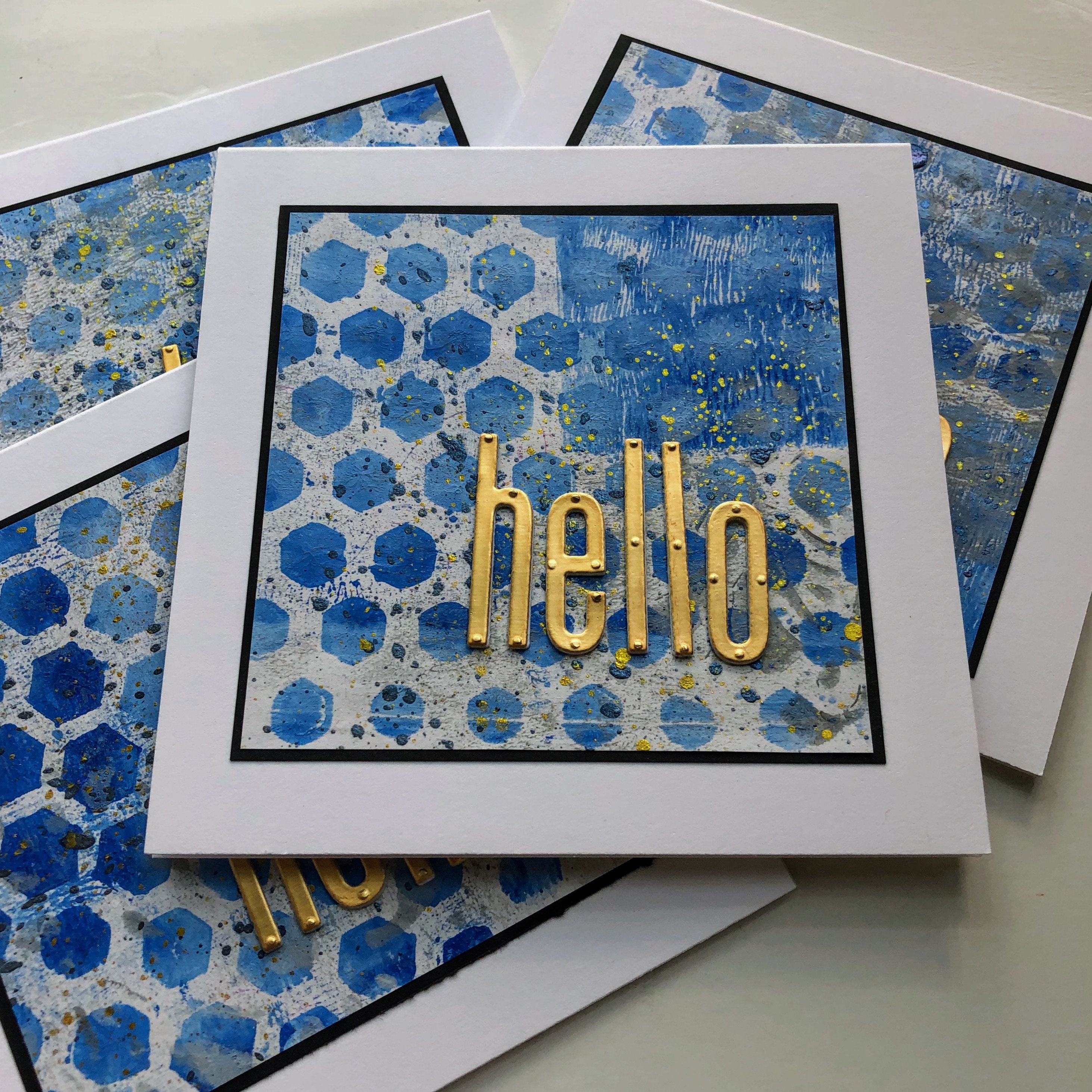 Hello mini note cards; set of 6 blank note cards; Hello blank note