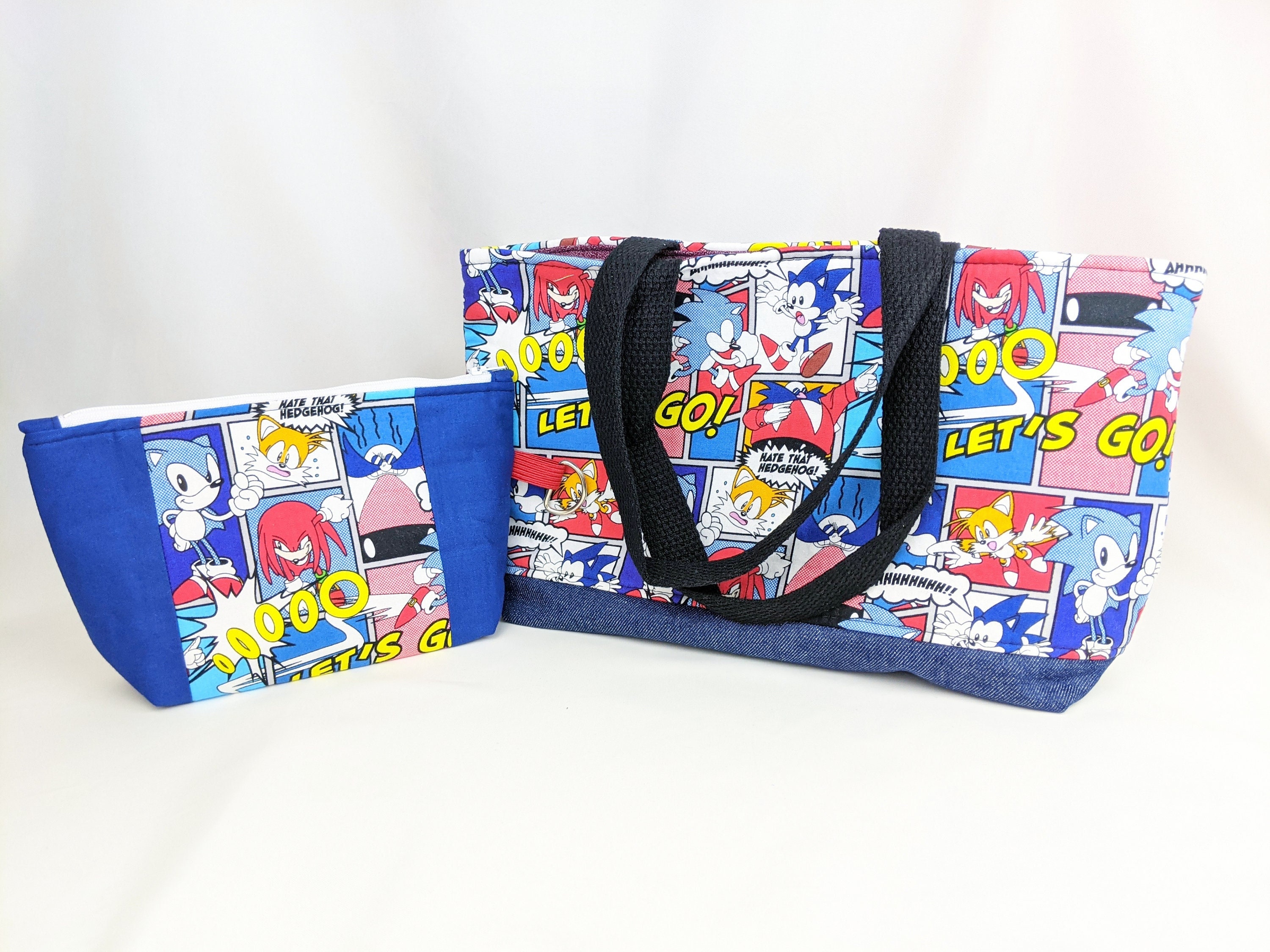 Sonic The Hedgehog Kids Lunch Box Raised Character Insulated Lunch Bag Tote  Blue