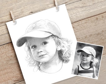 Childrens portraits. Hand drawn custom pencil drawings from photos by Margaret Scanlan.