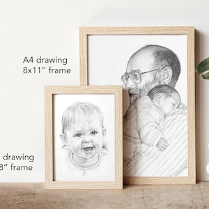 Custom Baby Portrait. Hand drawn, personalised gift for christening, new baby, Mother's Day, Father's Day image 9