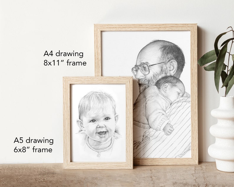 Custom Baby Portrait. Hand drawn, personalised gift for christening, new baby, Mother's Day, Father's Day image 9