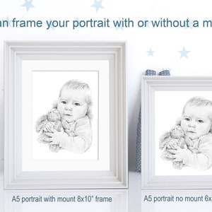 Custom Baby Portrait. Hand drawn, personalised gift for christening, new baby, Mother's Day, Father's Day image 10