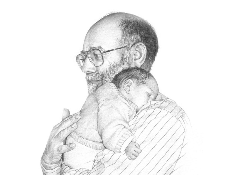 Custom Baby Portrait. Hand drawn, personalised gift for christening, new baby, Mother's Day, Father's Day image 8