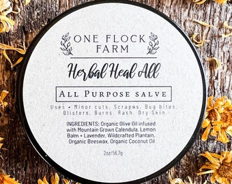 All Purpose Salve | Healing Salve | 100% Organic | Handcrafted | Homegrown | Herbal Salve | First Aid Salve | Skin Salve