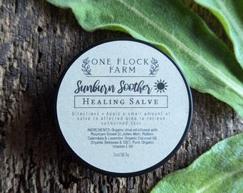 Organic After Sun Balm | Sunburn Salve | Sunburn Soothing Salve | Sunburn Relief | All Natural & Handcrafted | Mountain Grown Herbs, 2 oz